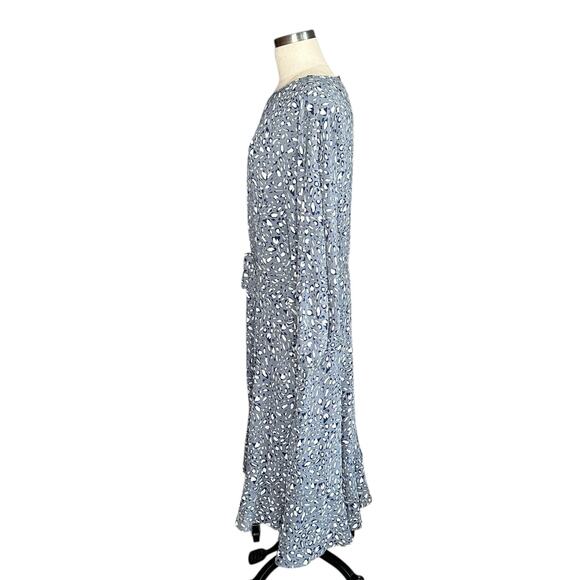 ANTHROPOLOGIE Milan Midi Dress Blue Leopard Pattern Relaxed Fit Size 8 Boho - Picture 2 of 7